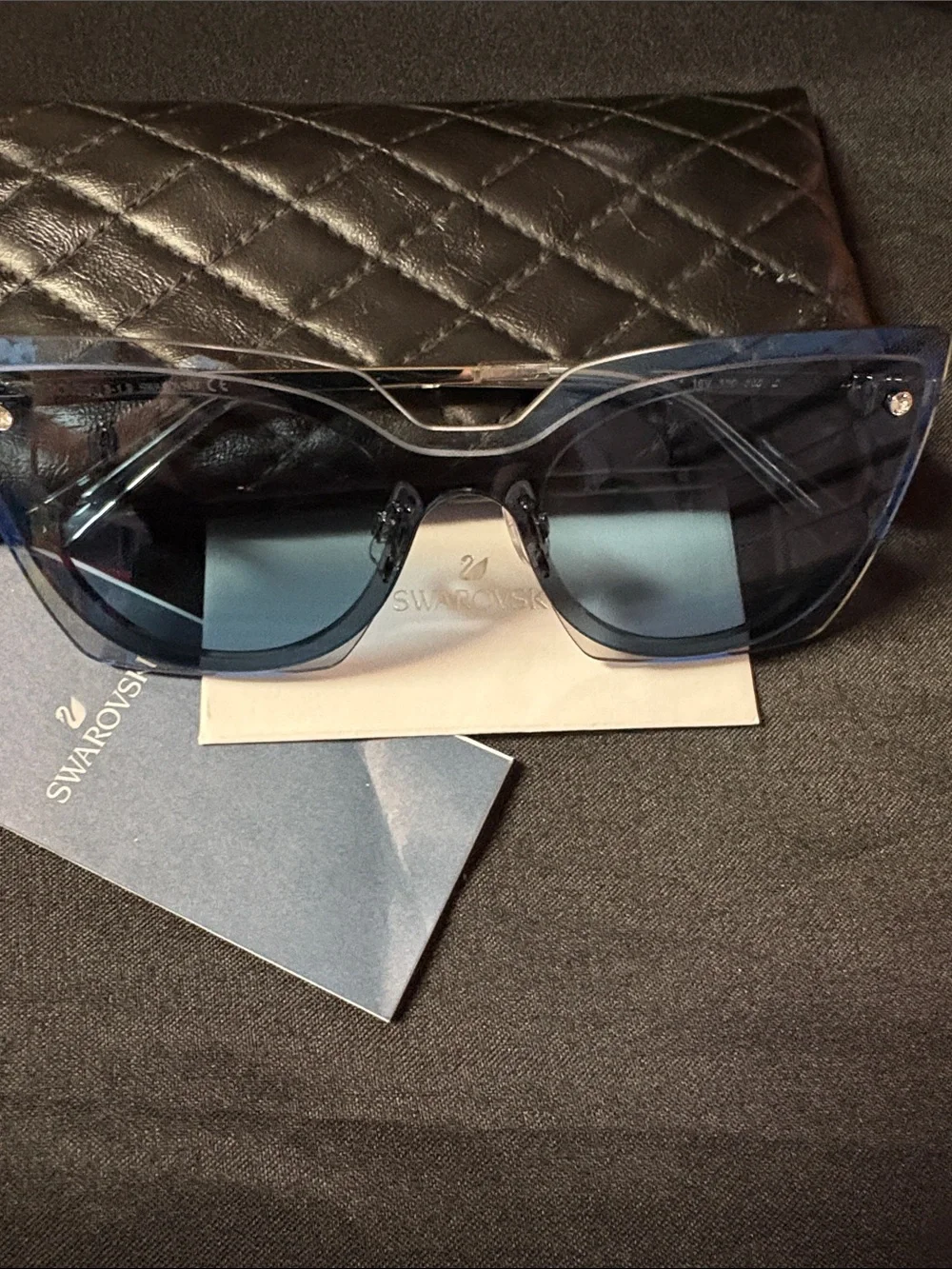 NWOB Swarovski Cat Eye Sunglasses SK201 - Silver Blue